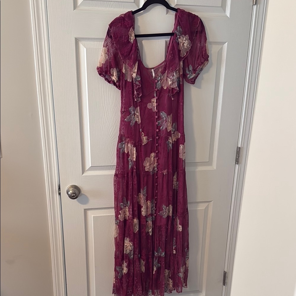 Free People Burgundy Floral Maxi Dress